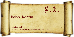 Hahn Karsa névjegykártya
